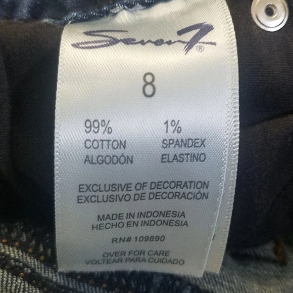 Seven 7 Denim Shorts Sz 8 Embroidered Back Pockets Dark Rinse - Picture 4 of 7